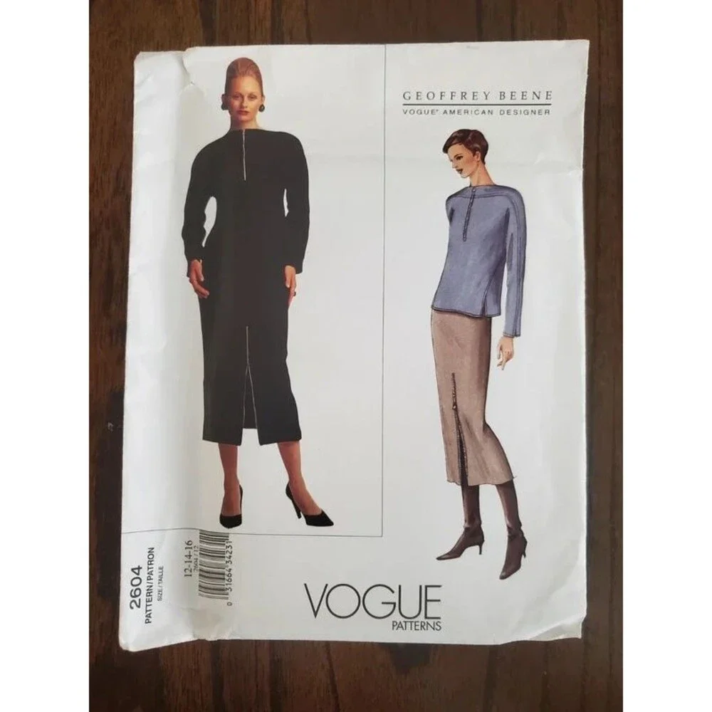 Vogue 2604 Geoffrey Beene American Designer UNCUT Top Skirt Pattern 12 14 16